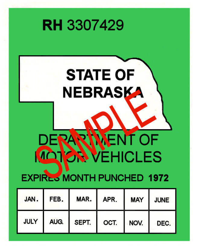 Modal Additional Images for 1971-72  Nebraska INSPECTION Sticker